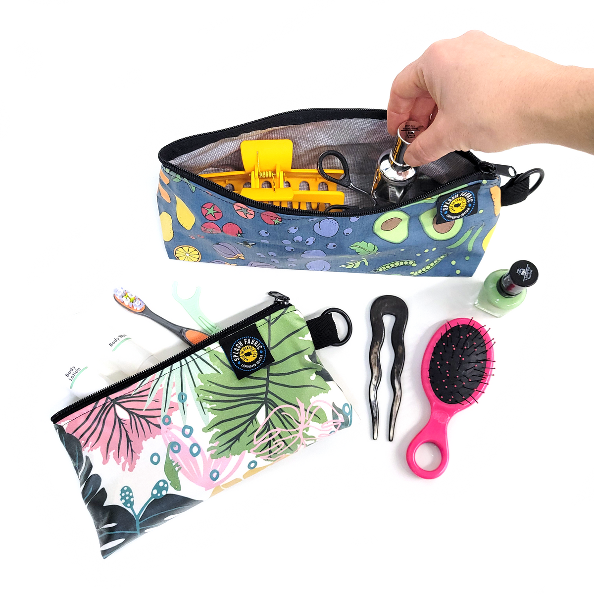 Splash Laminate Cotton Zipper Pouch Sewing Kit - Cool Cats
