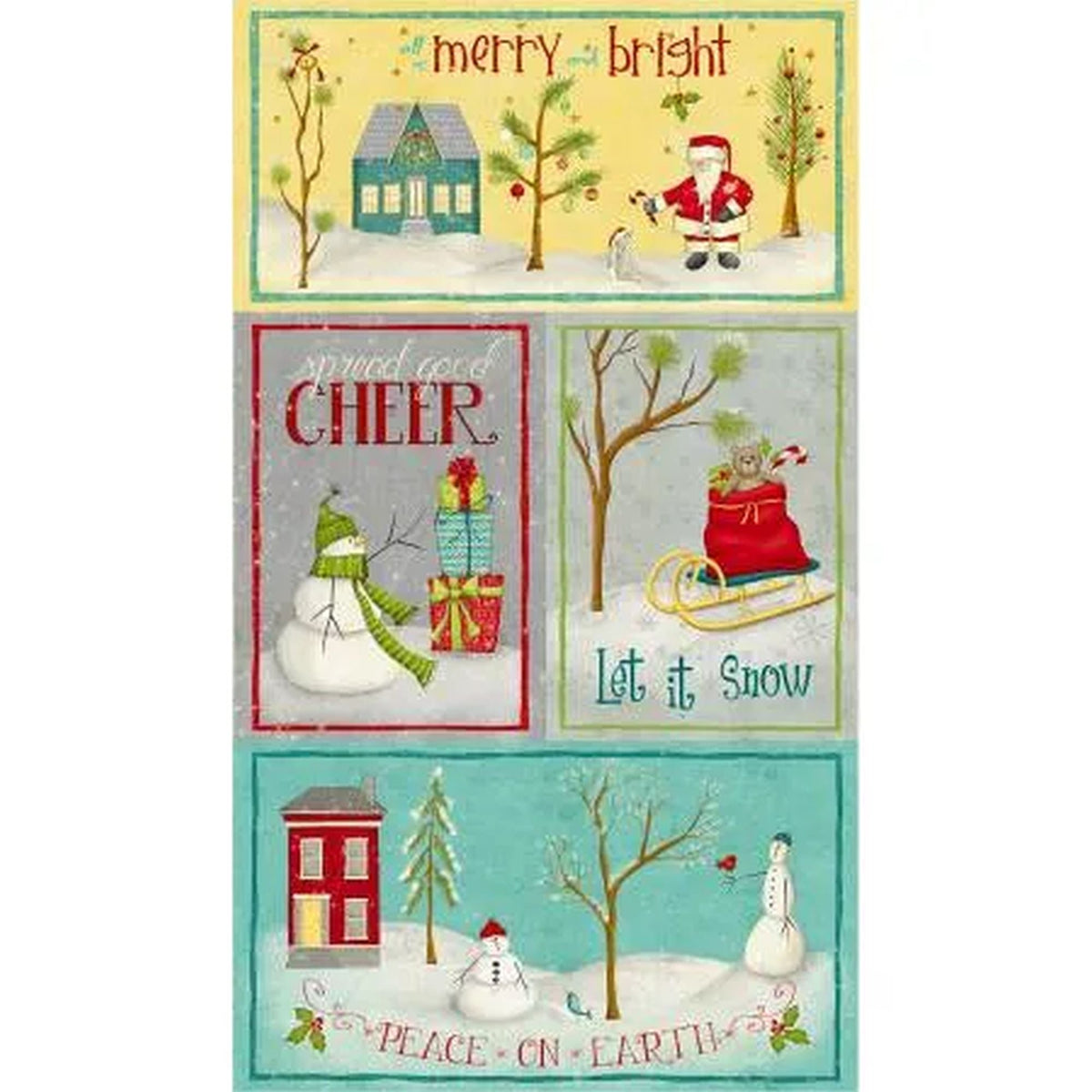 A Very Terri Christmas Multi Merry & Bright Fabric Panel