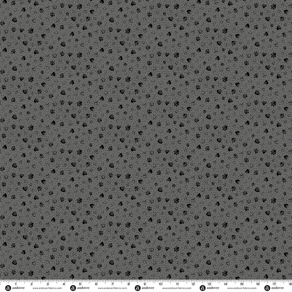 Pooch Paws Grey Fabric From Makower UK
