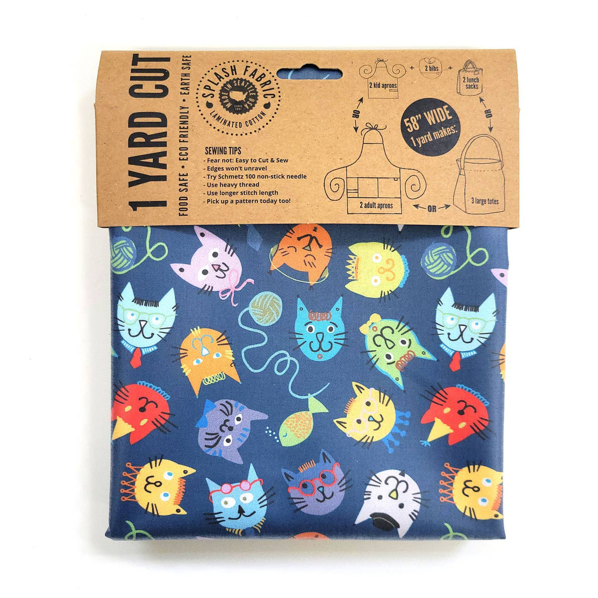 Splash Laminate Cotton Fabric 1 Yard Cut - Alley Cats