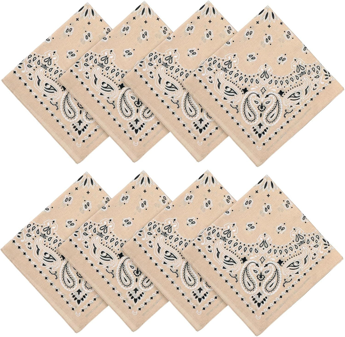Khaki Paisley Cotton Bandana 21" From Jeatonge