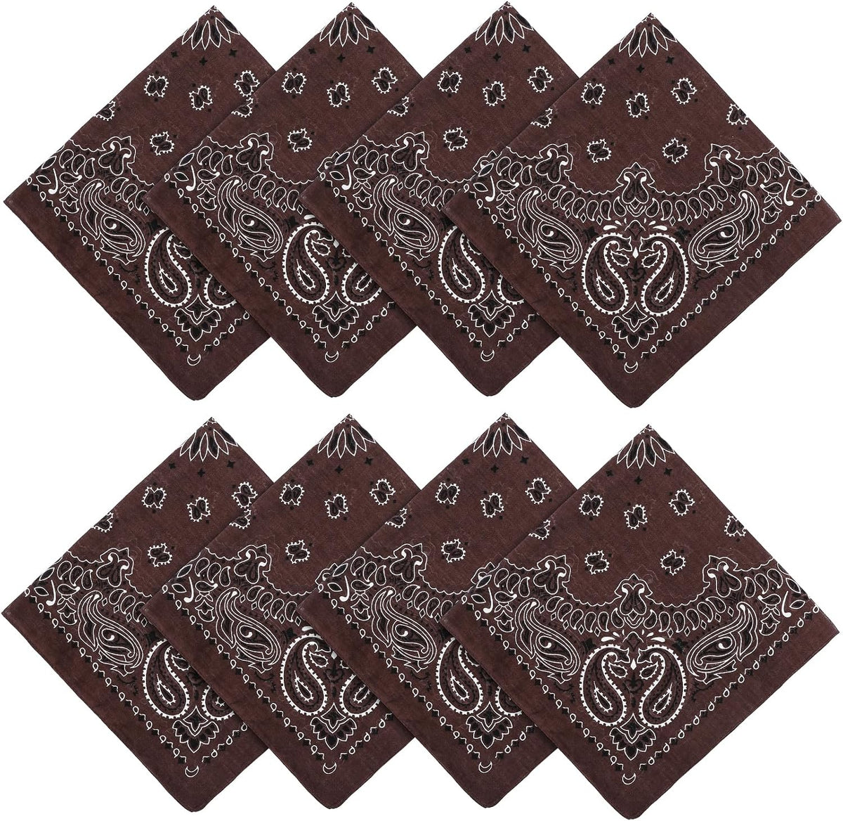 Coffee Paisley Cotton Bandana 21" From Jeatonge