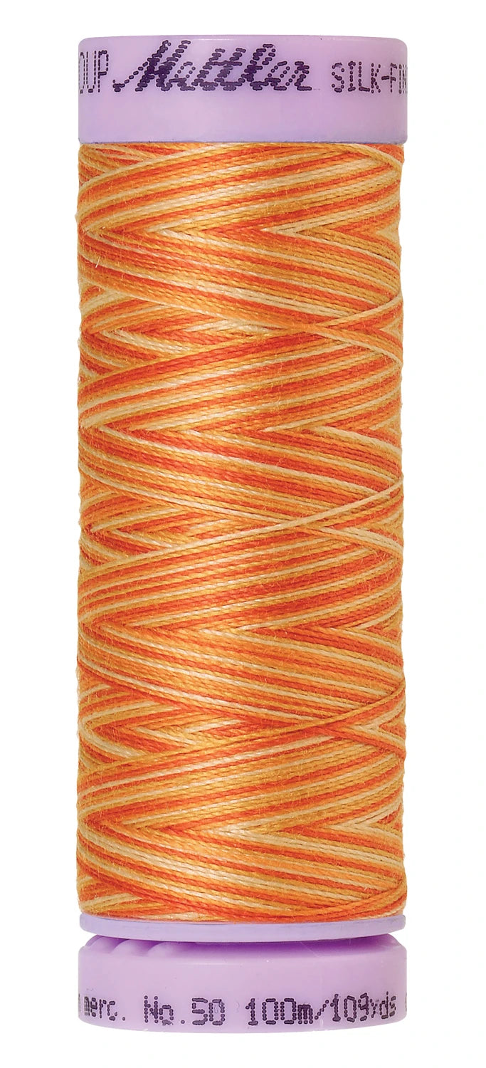 Mettler 9834 Silk-Finish 50wt Variegated Cotton Thread 109yd/100M Rust Ombre