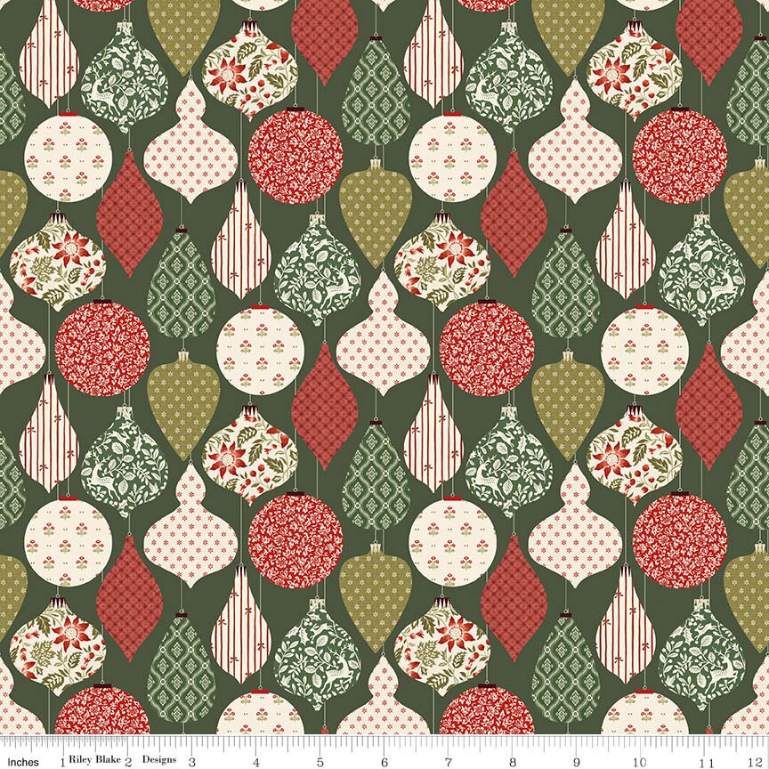 Laura Ashley Tales of Yuletide Baubles Forest Fabric From Riley Blake Designs