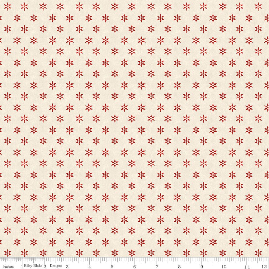 Laura Ashley Tales of Yuletide Bowen Star Cream Fabric From Riley Blake Designs