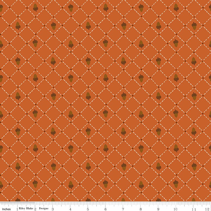 Acorn & Amber Acorns Orange Fabric From Riley Blake Designs