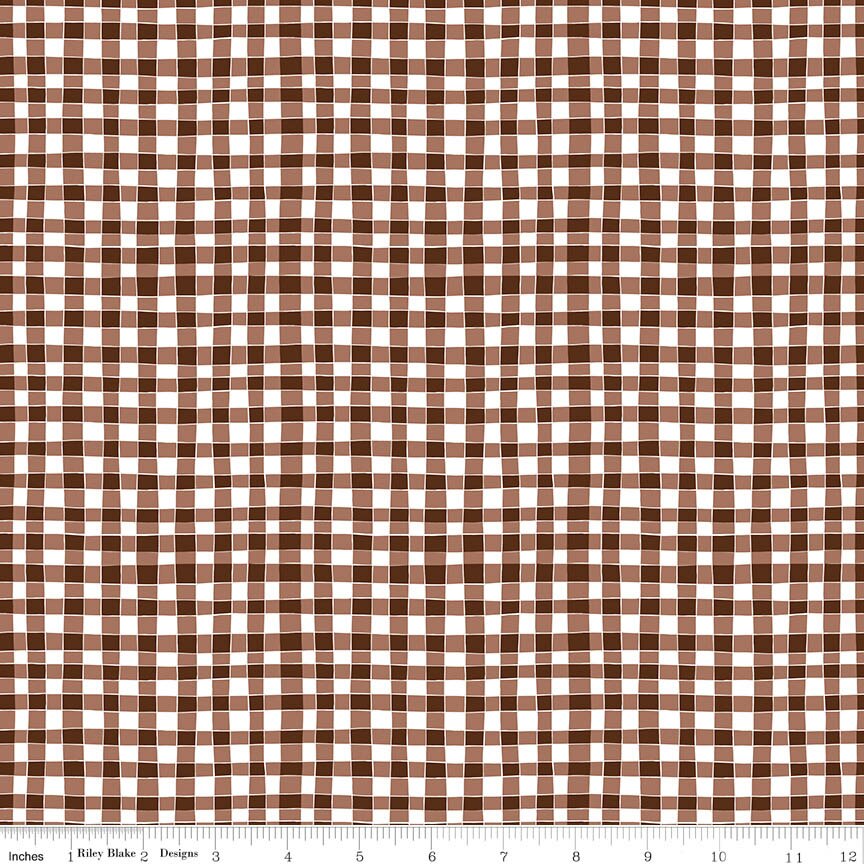 Apple Pie Filling Gingham Brown Fabric From Riley Blake Designs