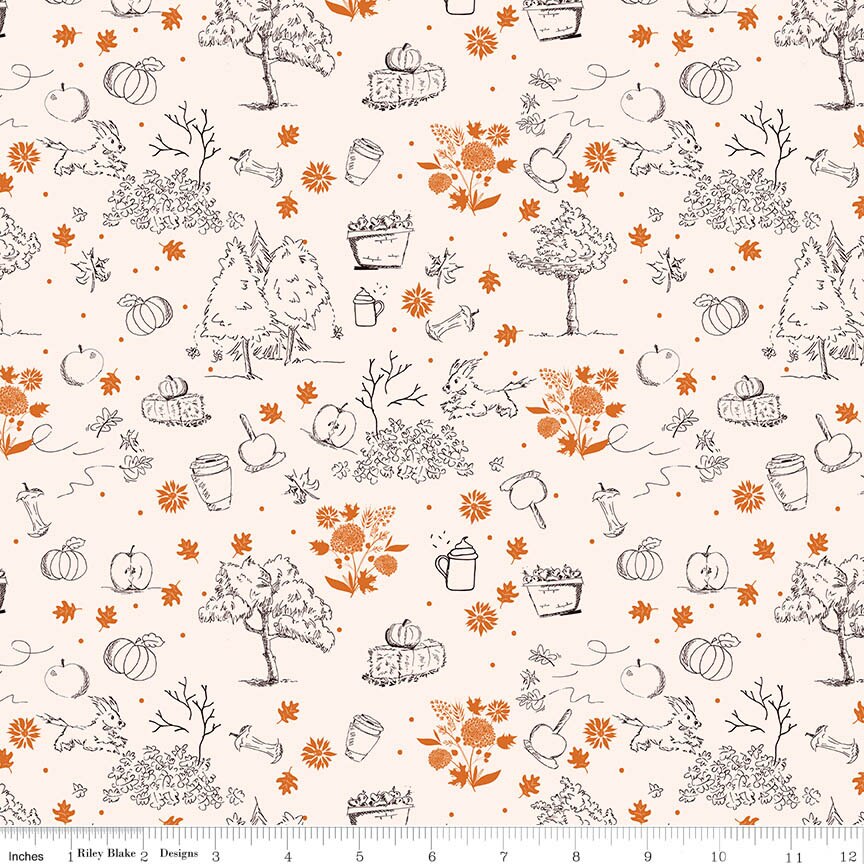 Apple Pie Filling Toile Latte Fabric From Riley Blake Designs