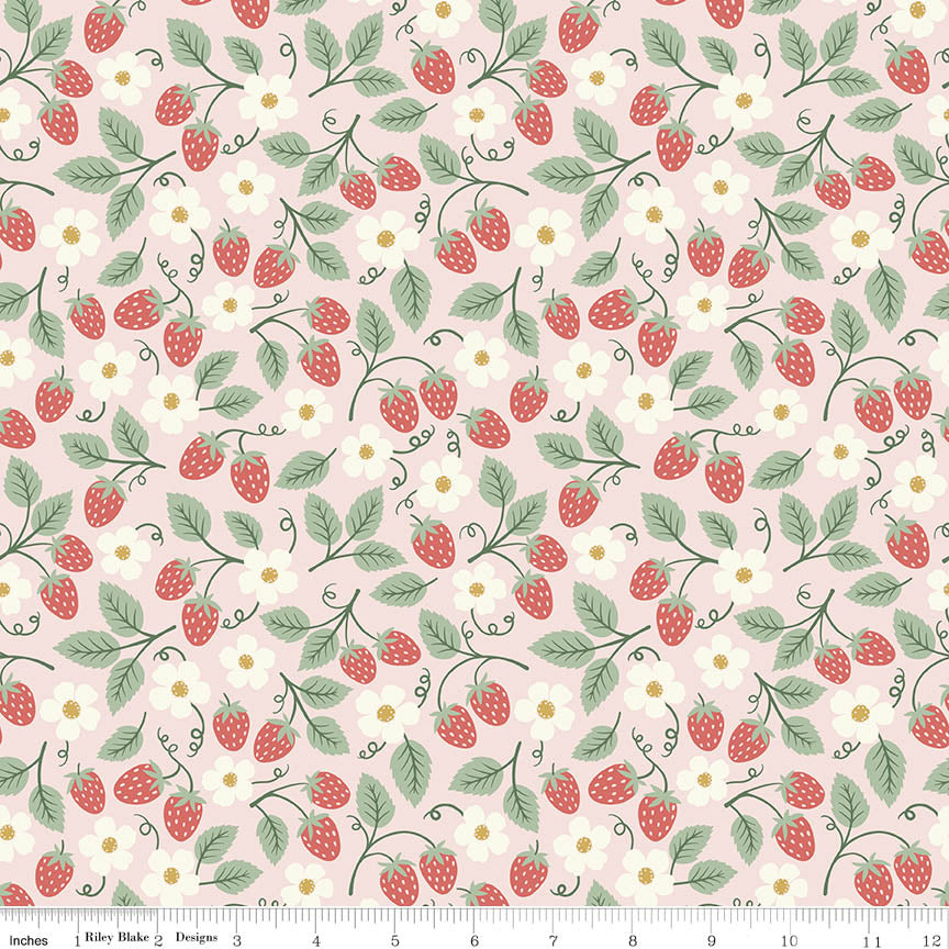 Berry Patch Sweet Strawberry Pink Fabric From Riley Blake Designs