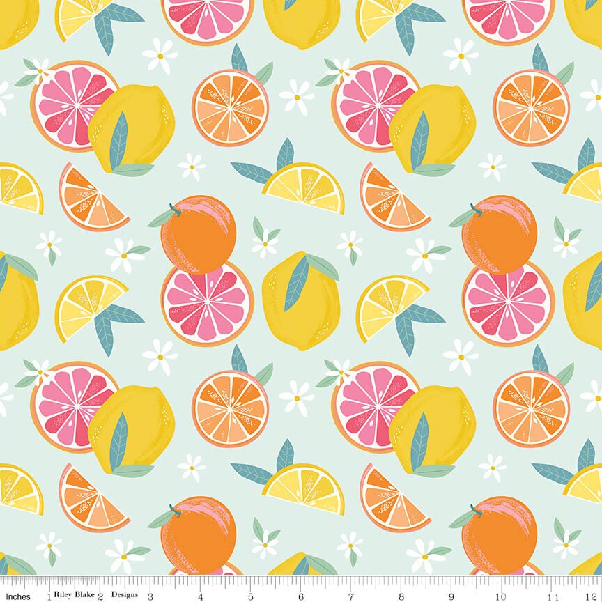 Citrus Kiss Main Mint Fabric From Riley Blake Designs