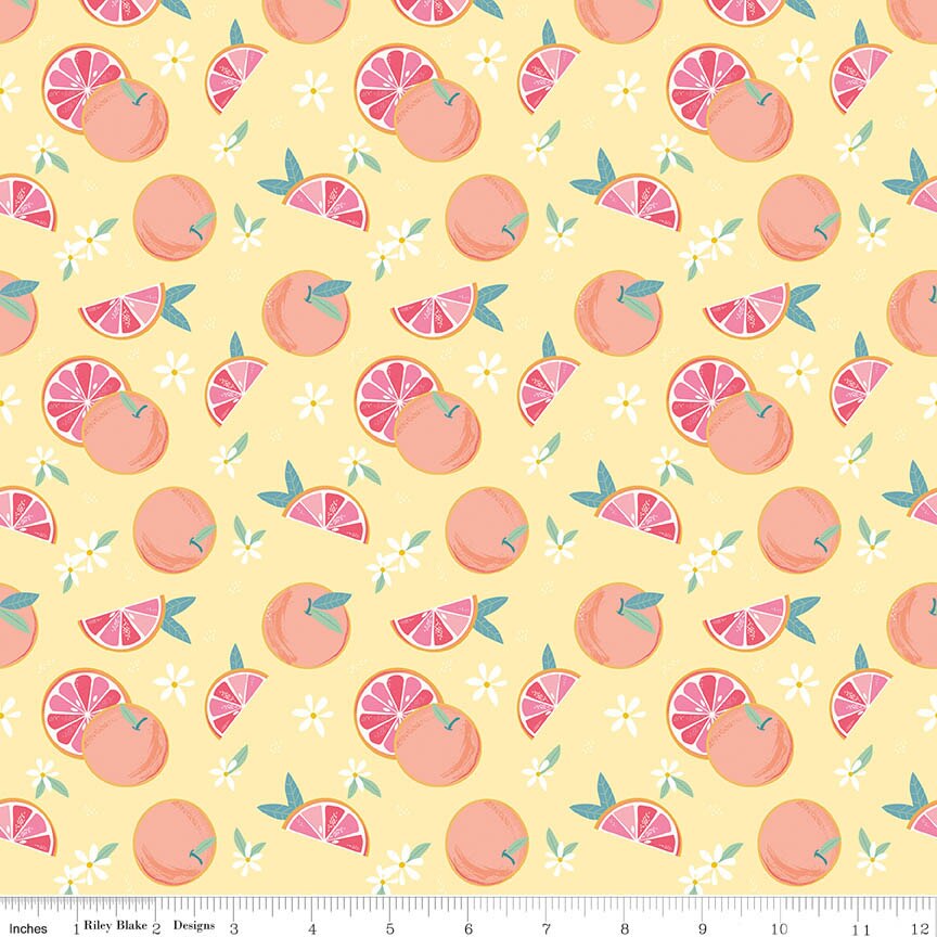 Citrus Kiss Grapefruits Sunshine Fabric From Riley Blake Designs