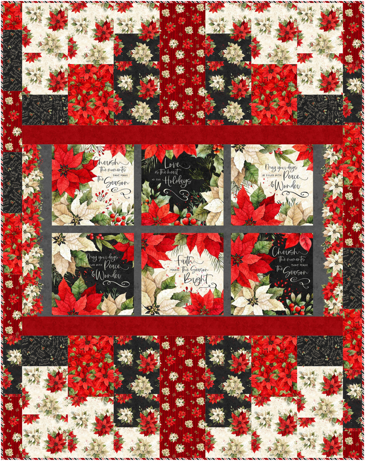 Espresso Poinsettia Radiance Quilt Kit