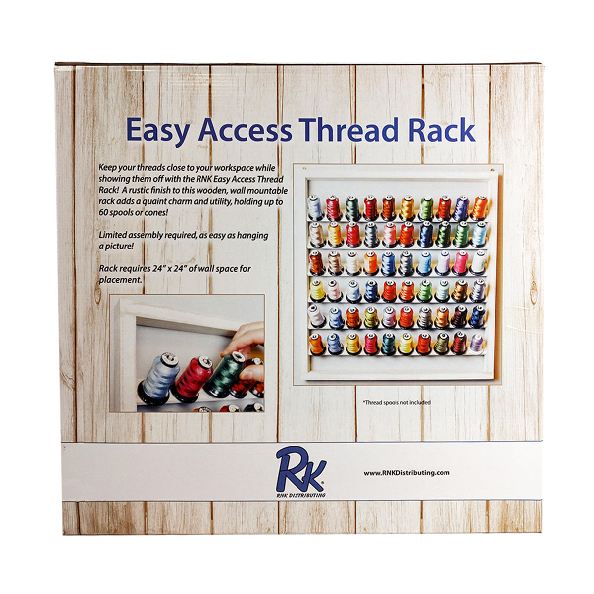 Wooden Thread Rack Whitewashed by RNK Distributing