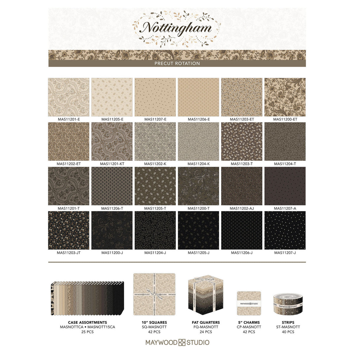 Nottingham 2.5" Strips (40pc) From Maywood Studio