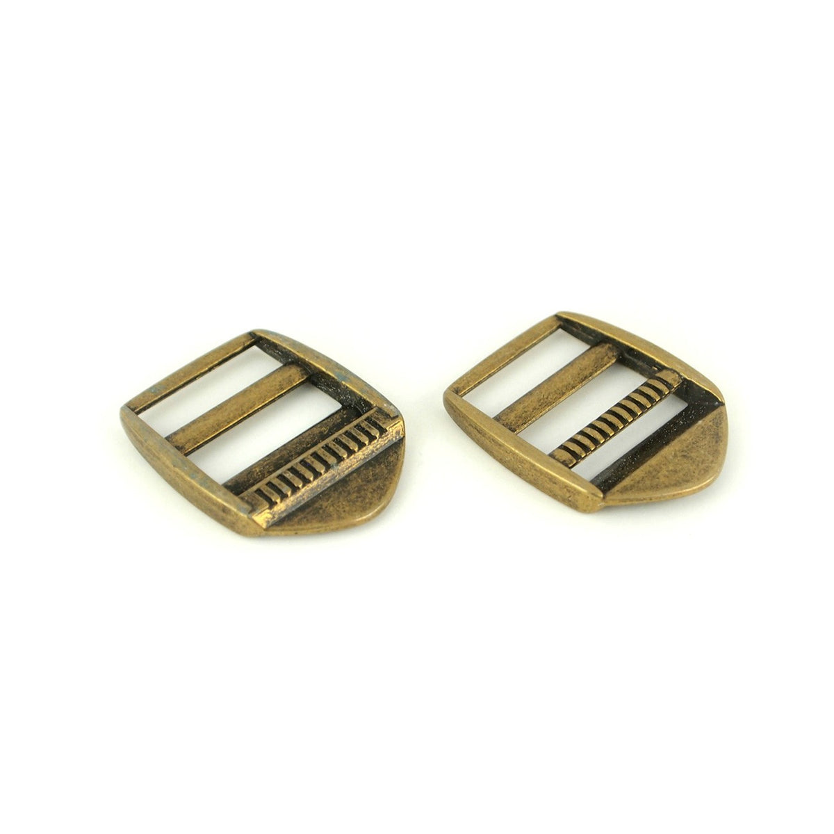 Two Ladder Lock Slider Buckles 1in Antique Brass