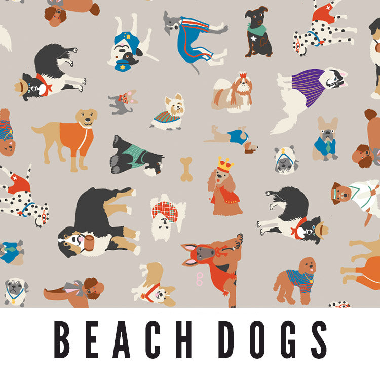Splash Laminate Cotton Fabric 1 Yard Cut - Beach Dogs