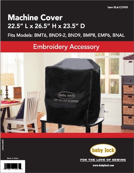 Baby Lock 6 Needle Dust Cover Black