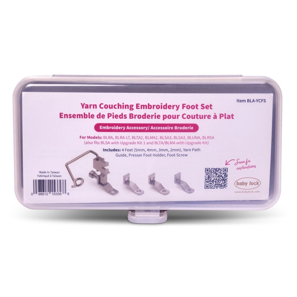 Baby Lock Yarn Couching Embroidery Foot Set, 4 Soles