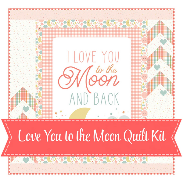 Love You to the Moon Coral Panel Quilt Kit