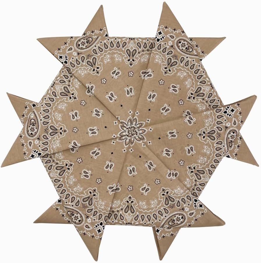 Khaki Paisley Cotton Bandana 22" From HankieWorld