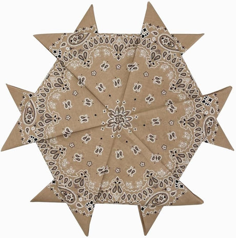 Khaki Paisley Cotton Bandana 22" From HankieWorld