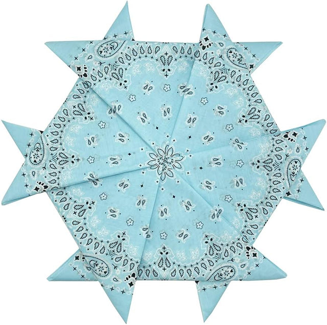 Light Blue Paisley Cotton Bandana 22" From HankieWorld