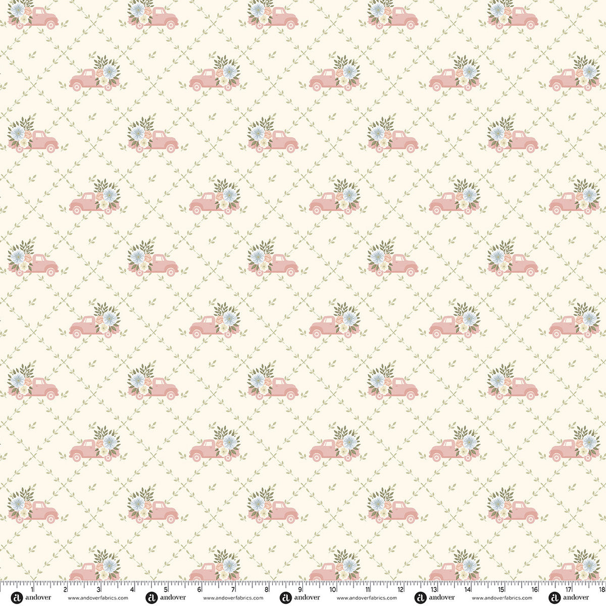 Backroad Blooms Papa's Truck Buttercream Fabric From Andover Fabrics
