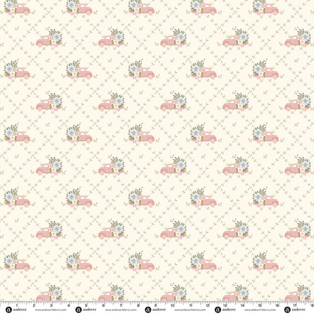 Backroad Blooms Papa's Truck Buttercream Fabric From Andover Fabrics
