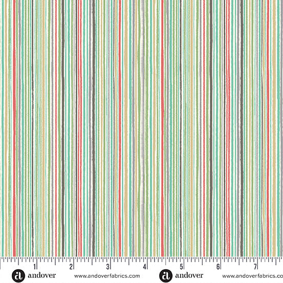 Pooch Fine Stripe Multi Fabric From Makower UK