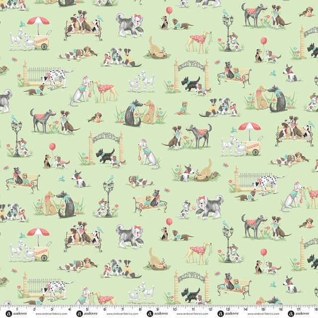 Pooch Park Green Fabric From Makower UK