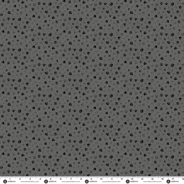 Pooch Paws Grey Fabric From Makower UK