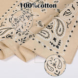 Khaki Paisley Cotton Bandana 21" From Jeatonge