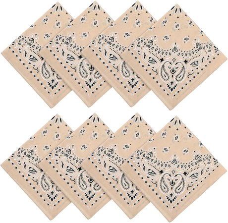 Khaki Paisley Cotton Bandana 21" From Jeatonge
