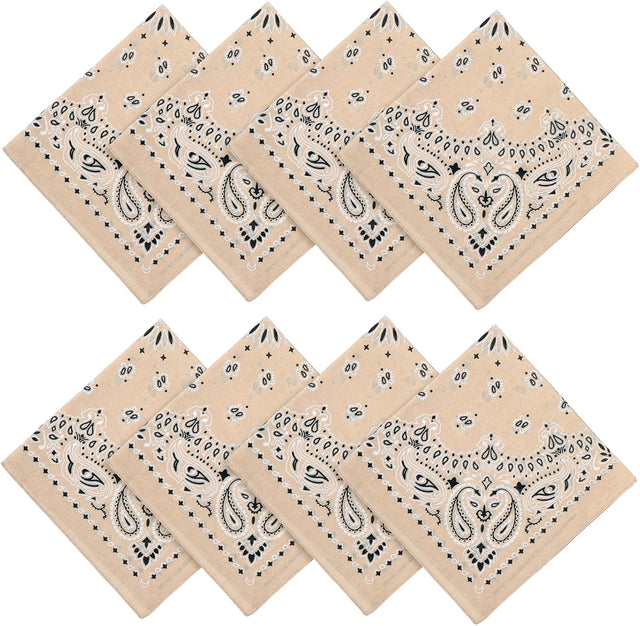 Khaki Paisley Cotton Bandana 21" From Jeatonge