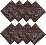 Coffee Paisley Cotton Bandana 21" From Jeatonge