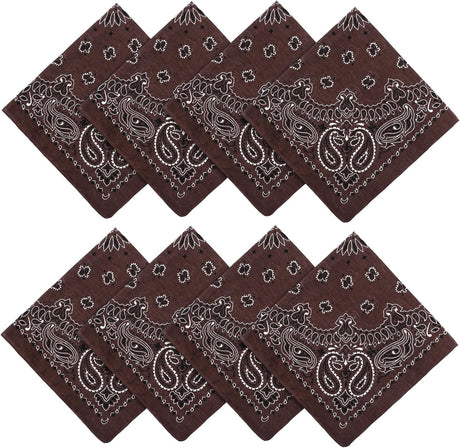 Coffee Paisley Cotton Bandana 21" From Jeatonge