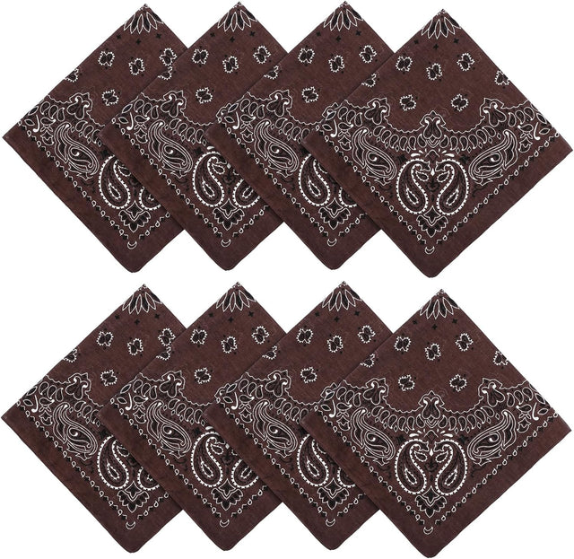 Coffee Paisley Cotton Bandana 21" From Jeatonge