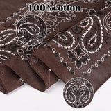 Coffee Paisley Cotton Bandana 21" From Jeatonge