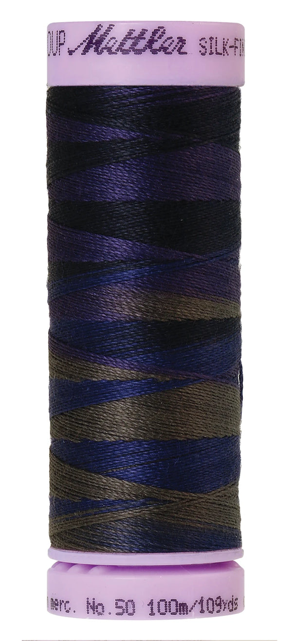 Mettler 9813 Silk-Finish 50wt Variegated Cotton Thread 109yd/100M Deep Night