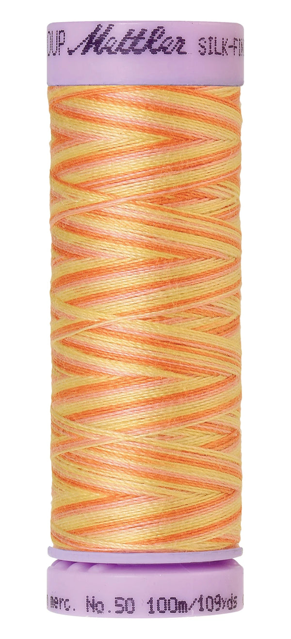 Mettler 9833 Silk-Finish 50wt Variegated Cotton Thread 109yd/100M Morning Glow
