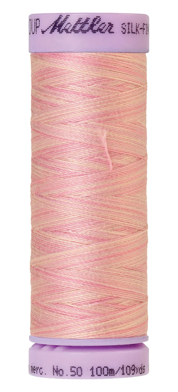 Mettler 9837 Silk-Finish 50wt Variegated Cotton Thread 109yd/100M So Soft Pink