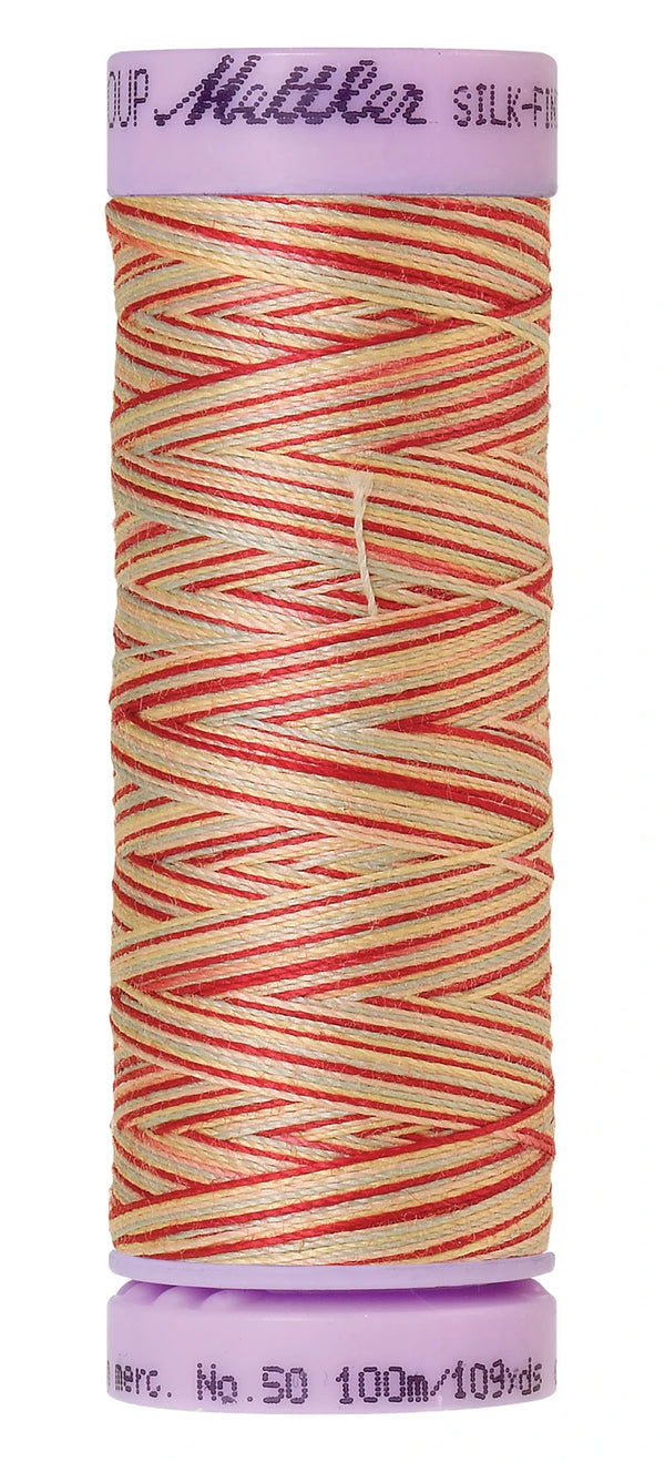 Mettler 9849 Silk-Finish 50wt Variegated Cotton Thread 109yd/100M Antique Floral