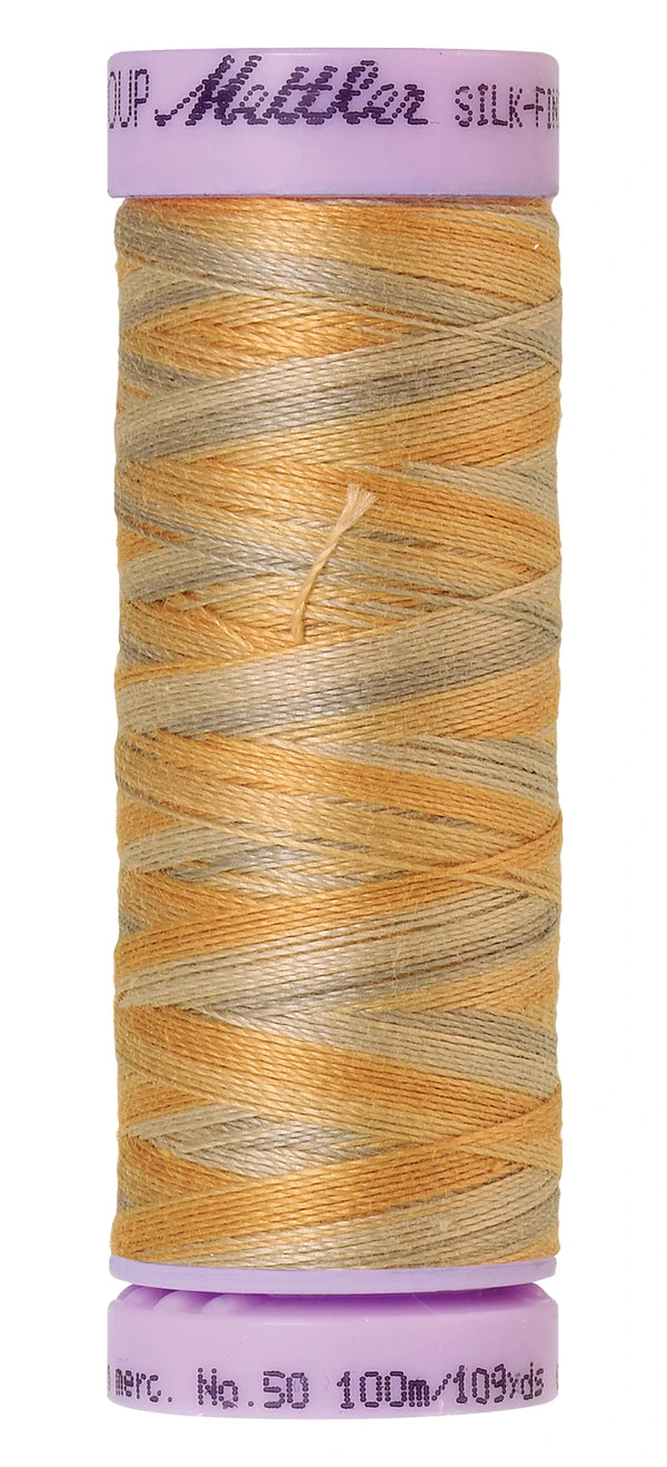 Mettler 9862 Silk-Finish 50wt Variegated Cotton Thread 109yd/100M Natural Stone