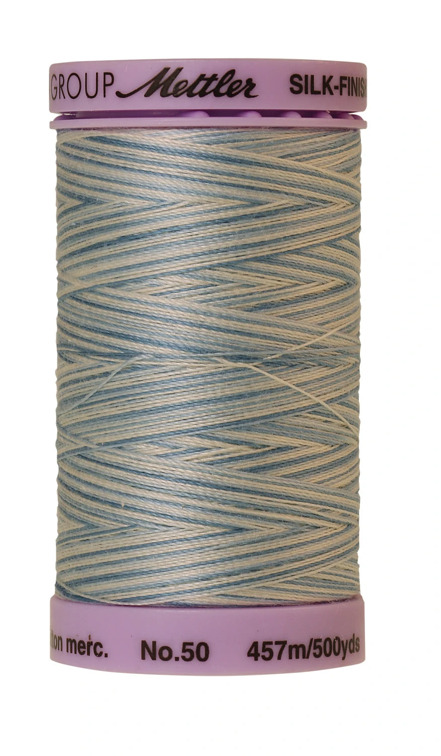 Mettler 9810 Silk-Finish 50wt Variegated Cotton Thread 500yd/457M Tranquil Blue