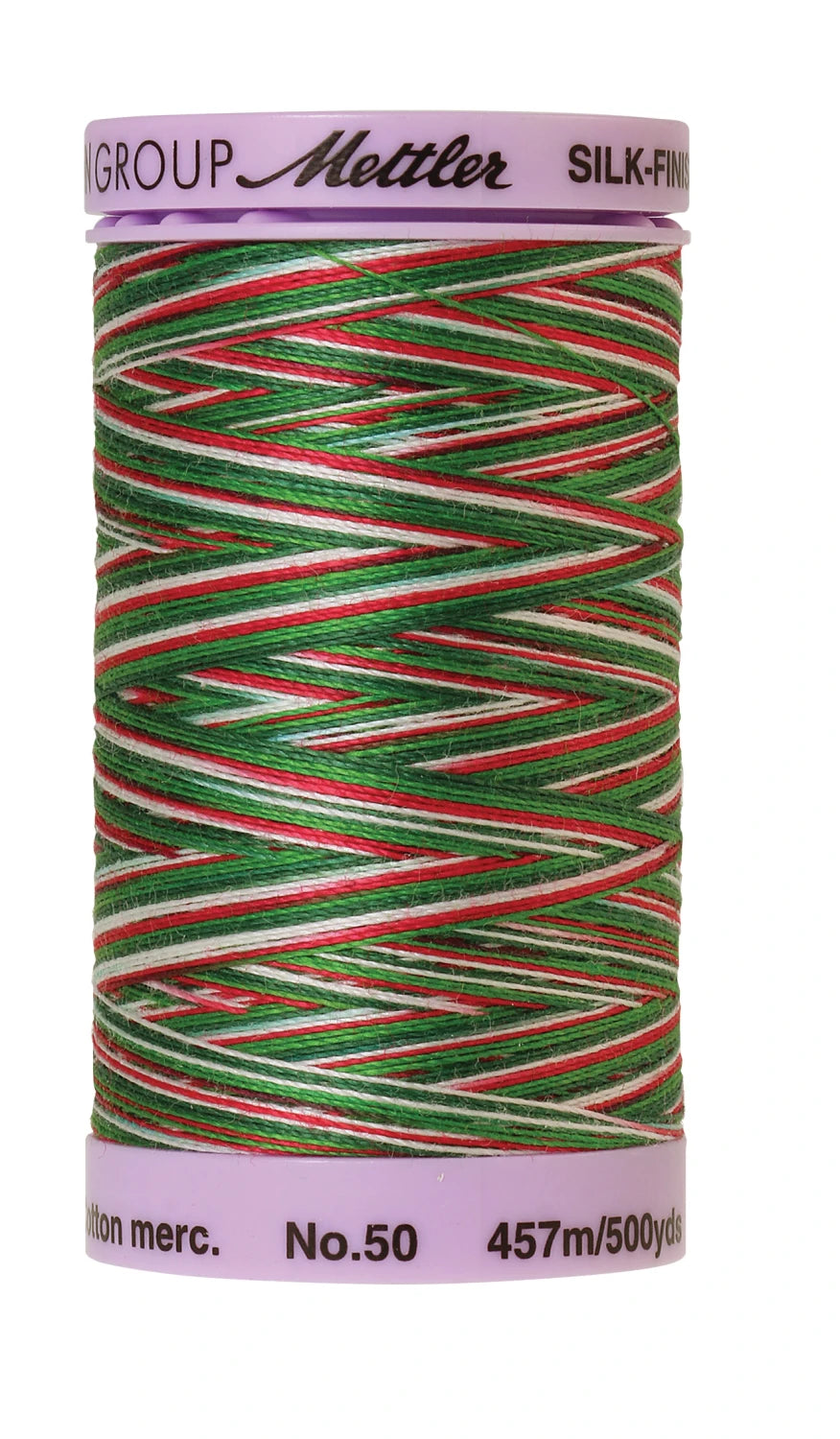 Mettler 9825 Silk-Finish 50wt Variegated Cotton Thread 500yd/457M Seasons Greetings