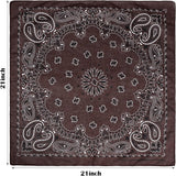 Coffee Paisley Cotton Bandana 21" From Jeatonge