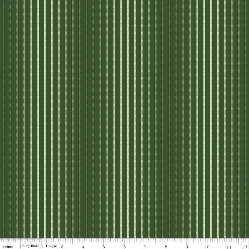 Laura Ashley Tales of Yuletide Ticking Forest Fabric From Riley Blake Designs