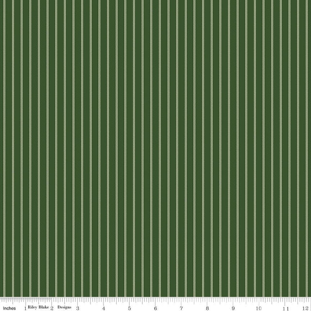 Laura Ashley Tales of Yuletide Ticking Forest Fabric From Riley Blake Designs