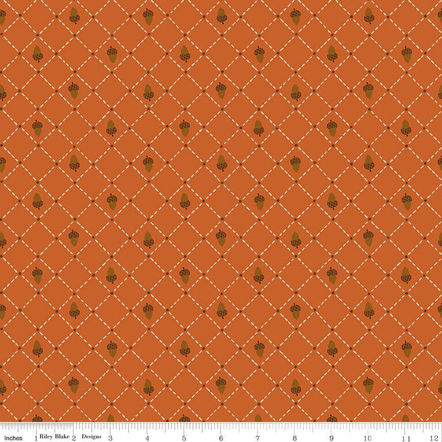 Acorn & Amber Acorns Orange Fabric From Riley Blake Designs