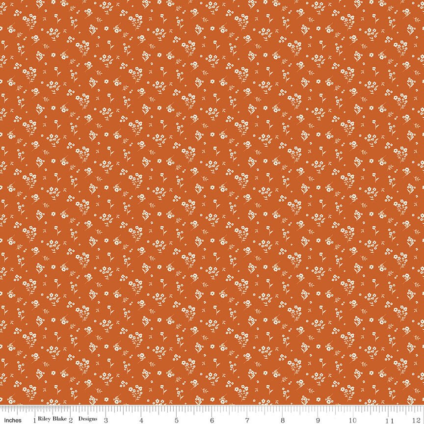 Acorn & Amber Cosmos Orange Fabric From Riley Blake Designs